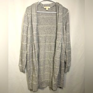 Michael Kors Tinsel Stripe Cardigan Gray Size L